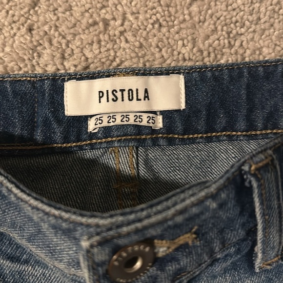 PISTOLA Sierra High-Waisted Side Stripe Distressed Denim Mini Skirt | Size 25 - Picture 8 of 8